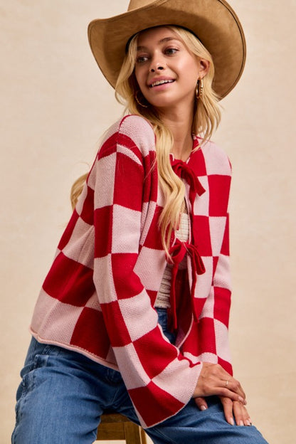 Red Checkered Cardi