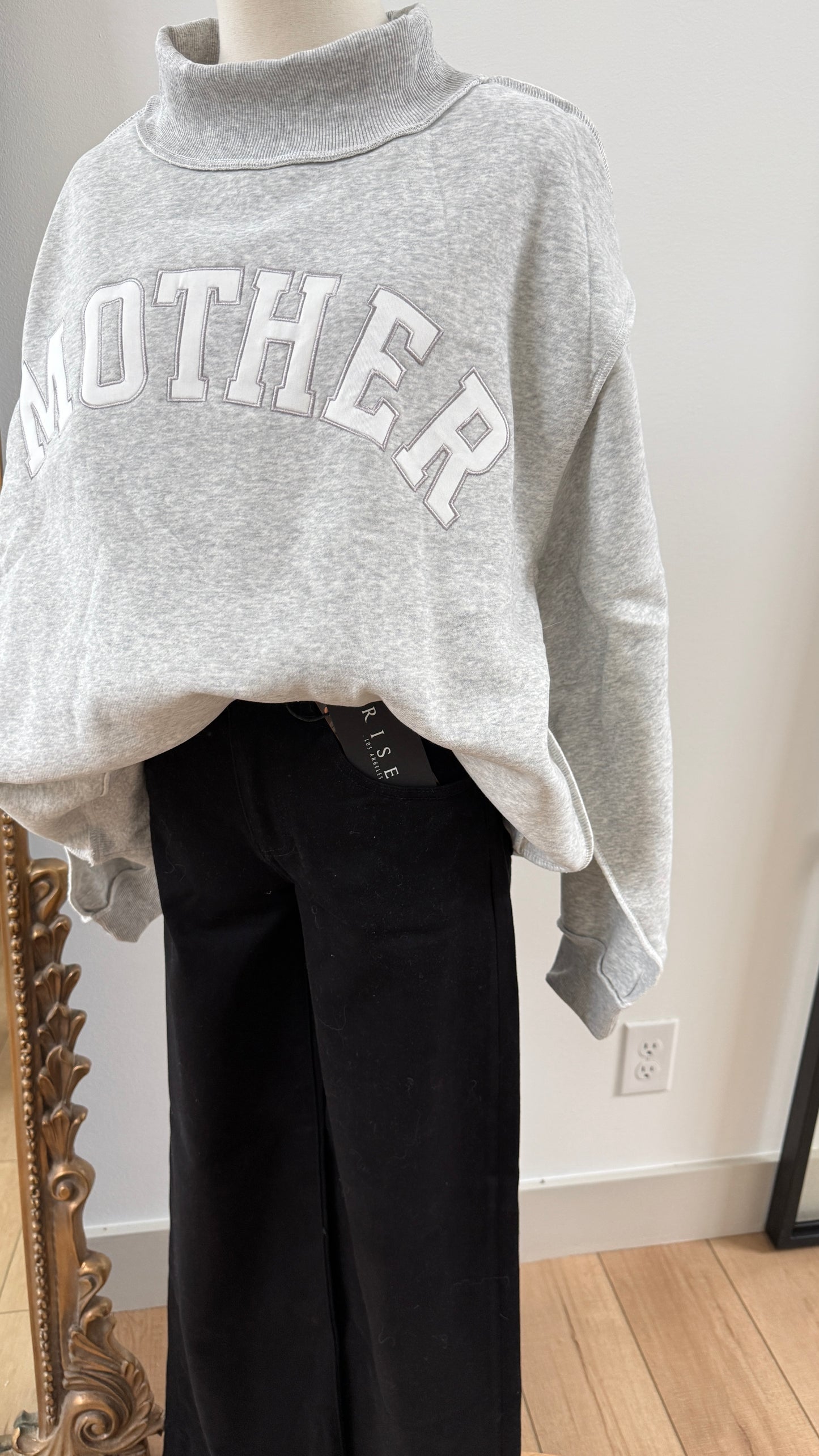 Grey “MOTHER” Mockneck