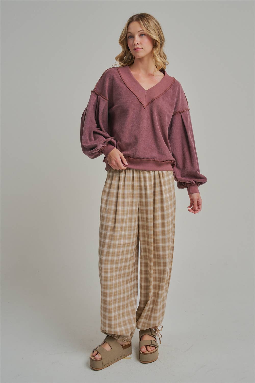 Plaid Balloon Pants