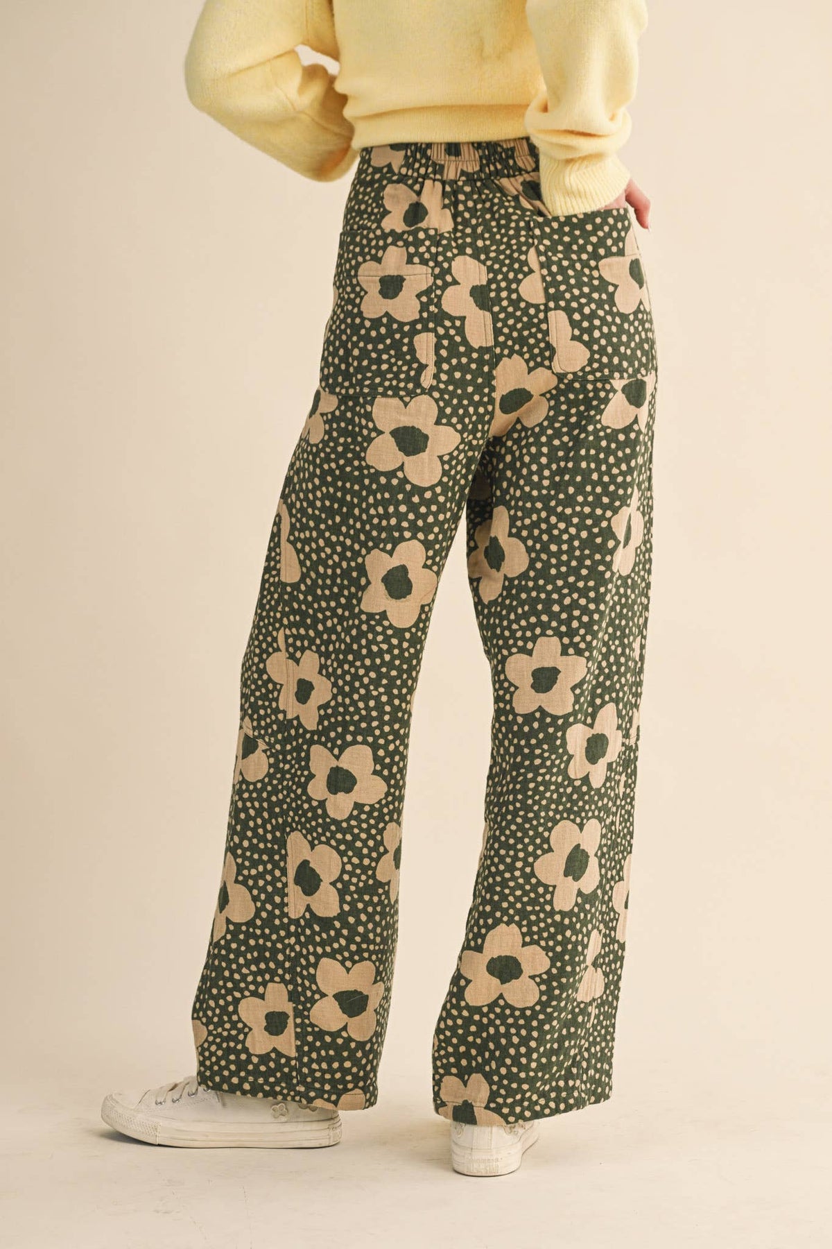Olive Floral Pants