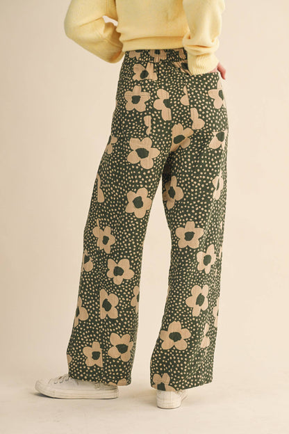 Olive Floral Pants