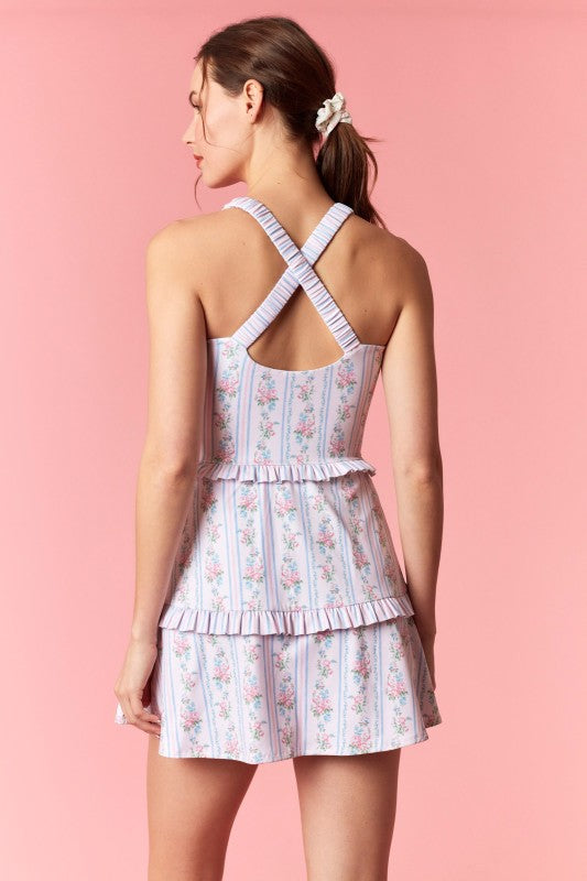 Floral Stripe Active Romper
