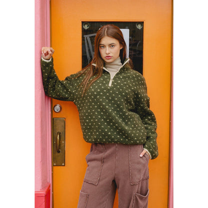 Polka Dot Sherpa Half-Zip
