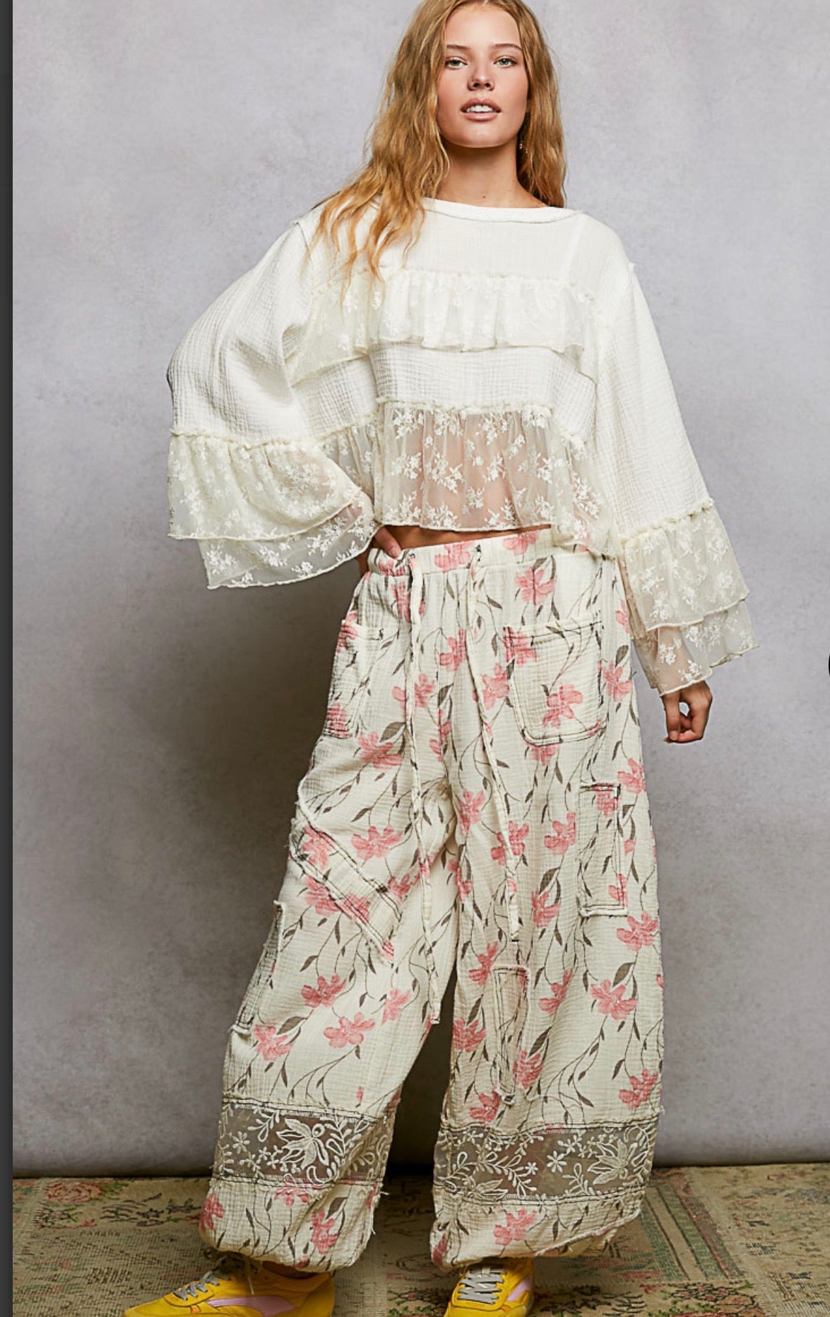 POL Lace and Ruffle Shirt