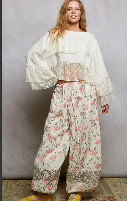 POL Lace and Ruffle Shirt