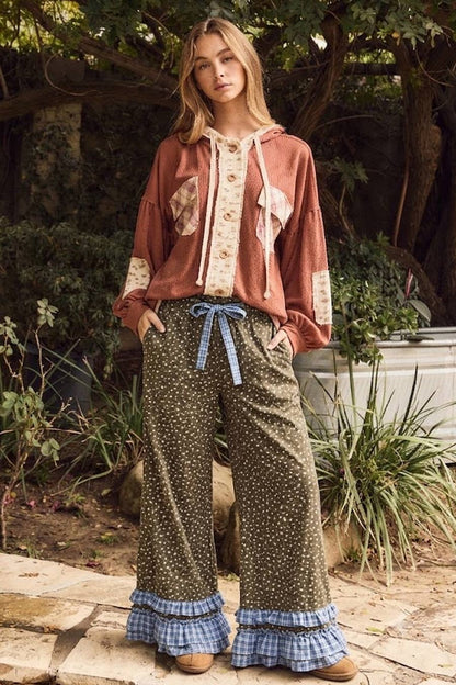 Floral Print Wide Leg Pants