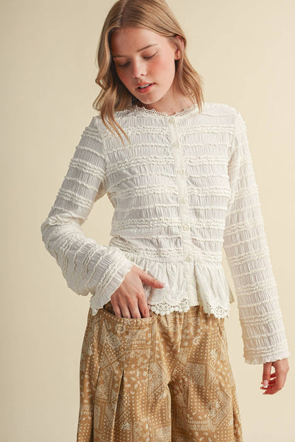 Shirred Lace Top