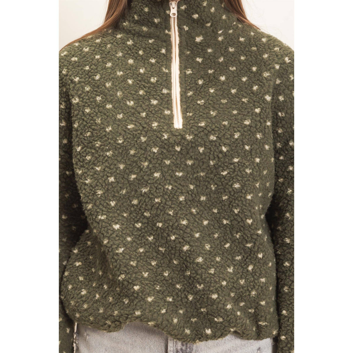 Polka Dot Sherpa Half-Zip