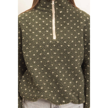 Polka Dot Sherpa Half-Zip