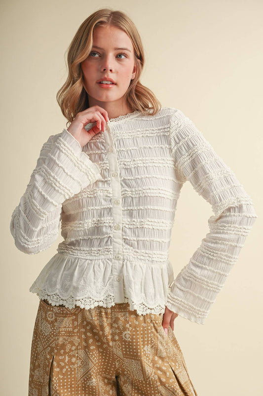 Shirred Lace Top