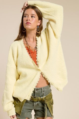 Scalloped Yellow Cardigan
