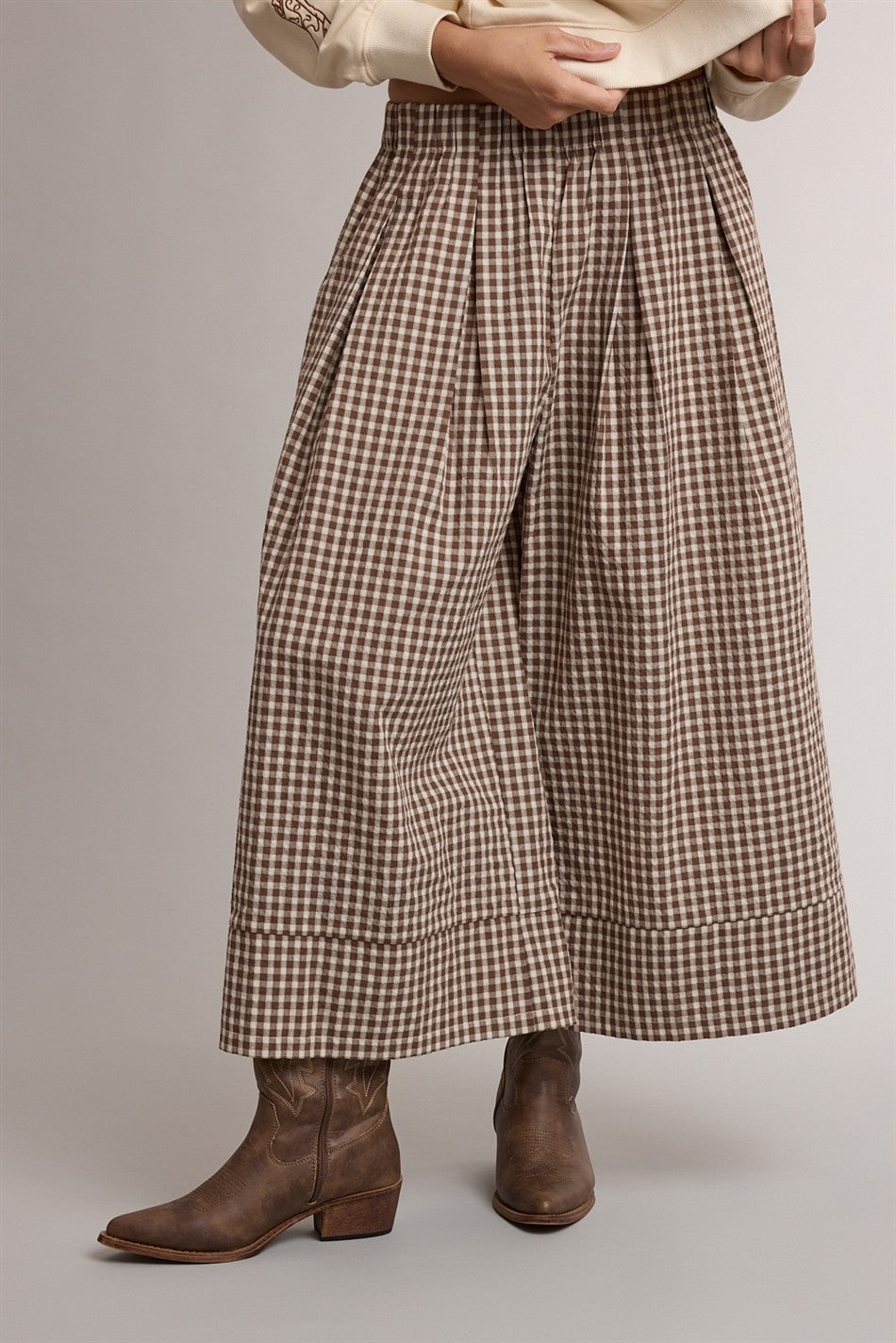 Wide Leg Gingham Pants