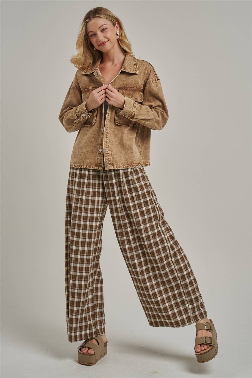 Western Checkered Wide Leg
