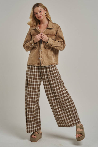 Western Checkered Wide Leg