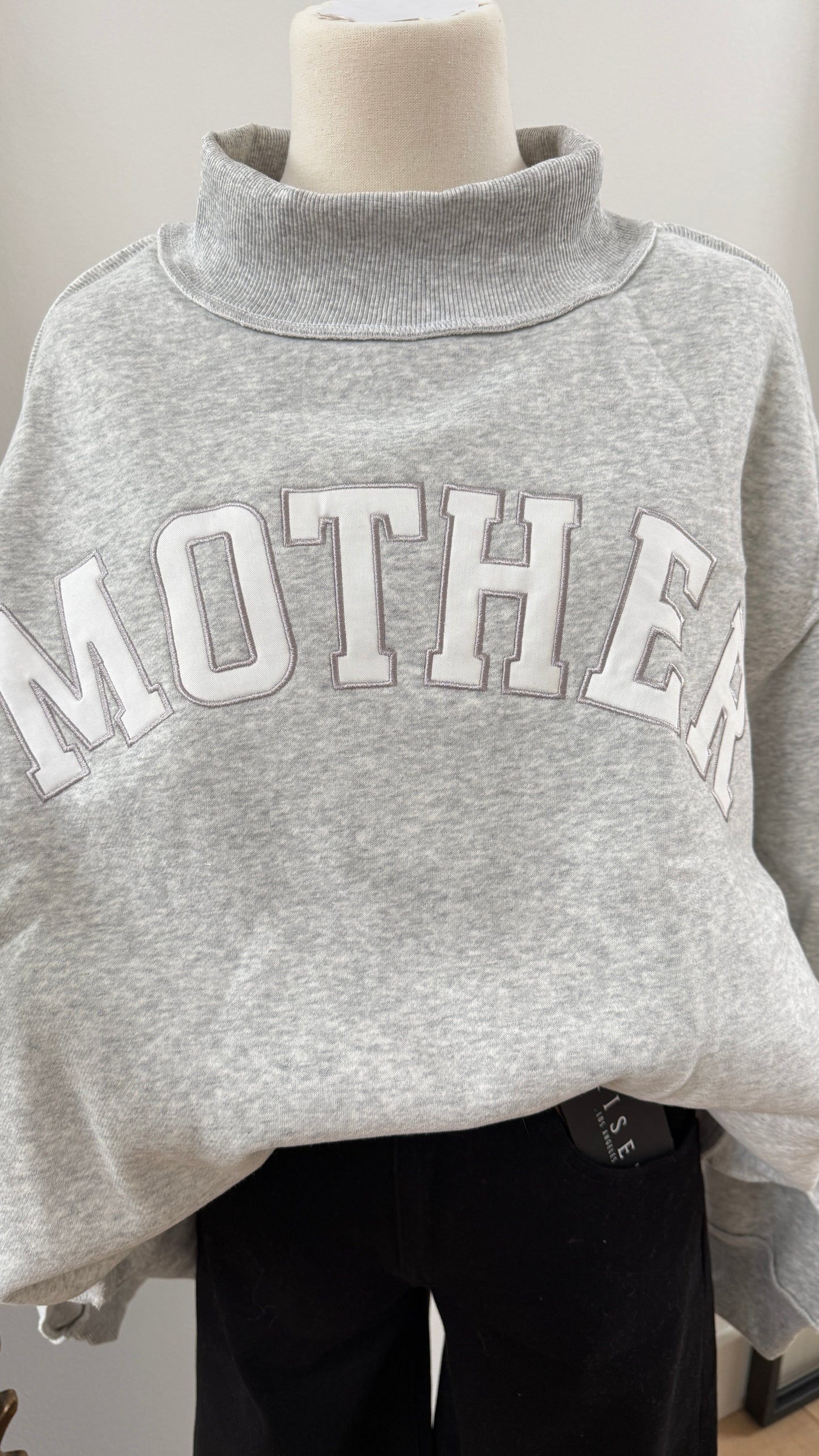 Grey “MOTHER” Mockneck