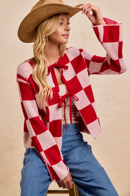 Red Checkered Cardi