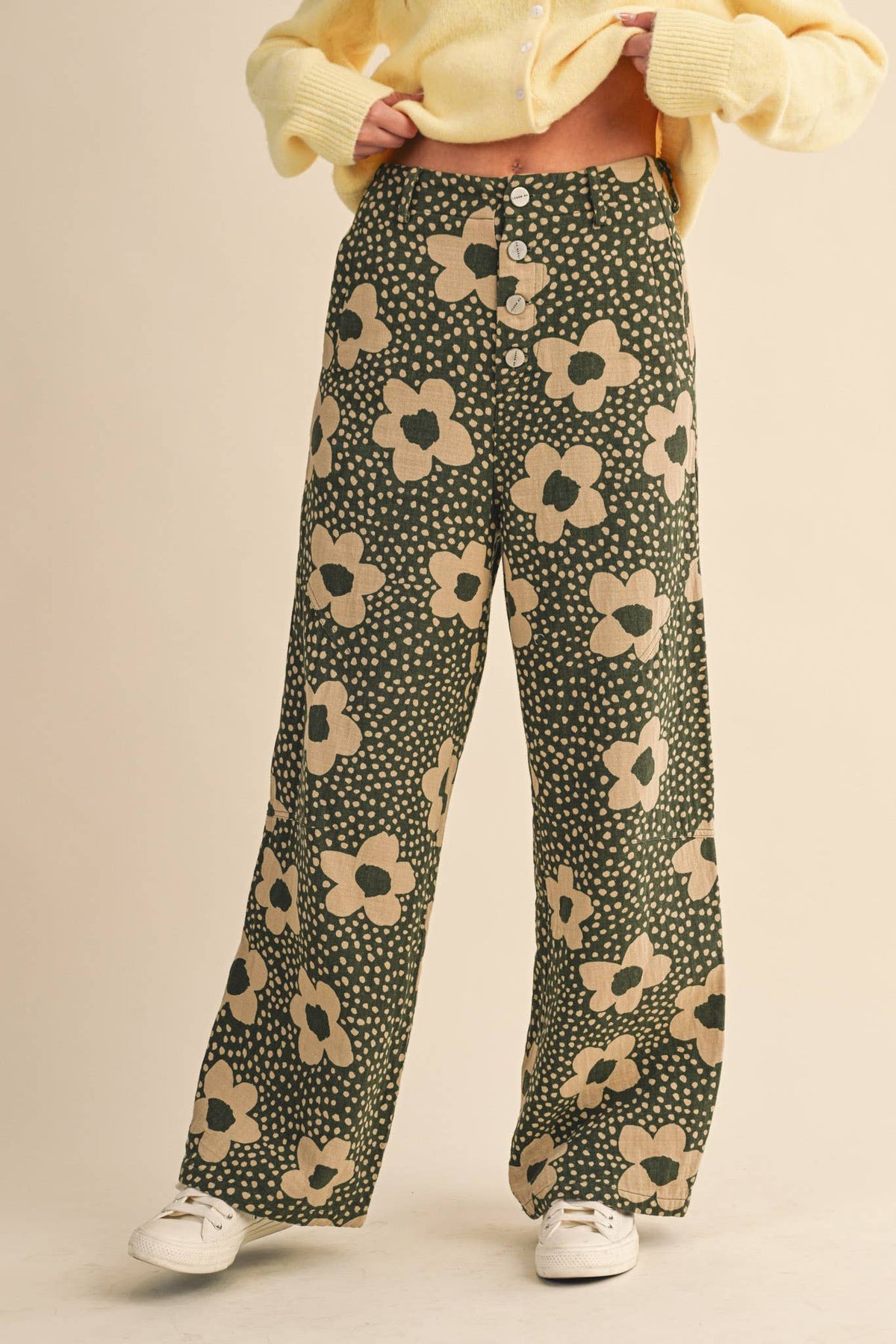Olive Floral Pants