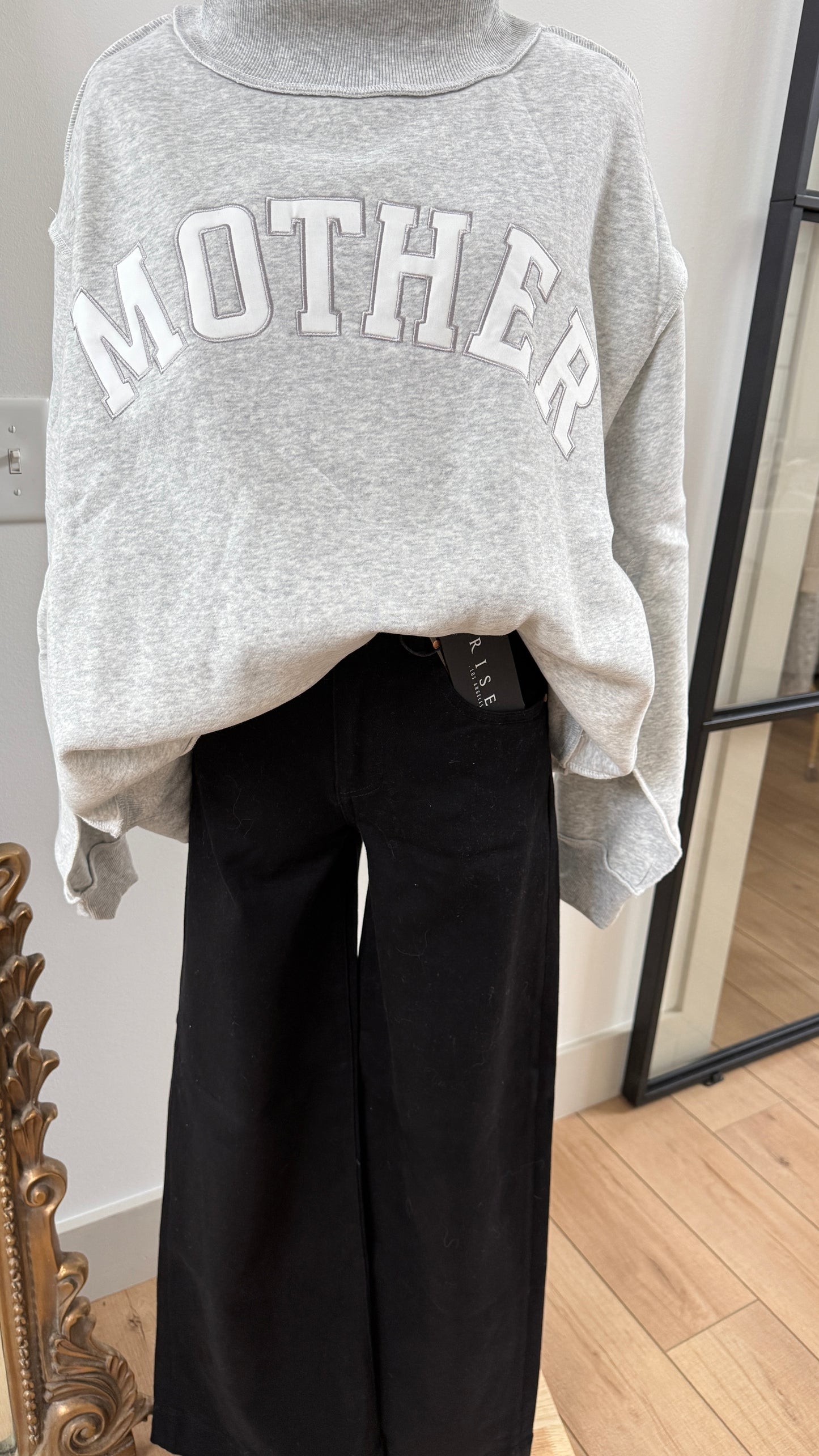 Grey “MOTHER” Mockneck