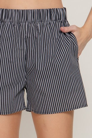Stripe Poplin Shorts-B