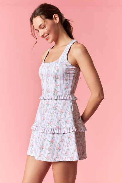 Floral Stripe Active Romper