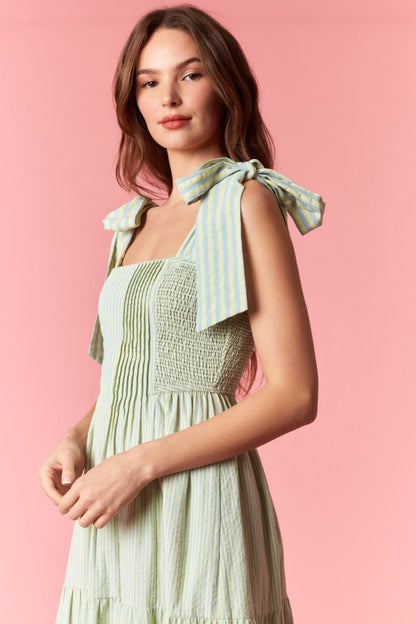 Striped Oxford Pintuck Maxi