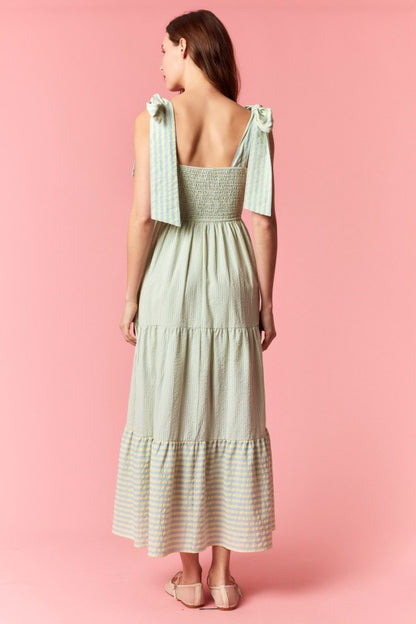 Striped Oxford Pintuck Maxi