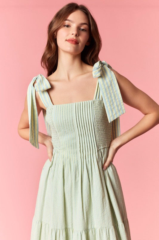 Striped Oxford Pintuck Maxi