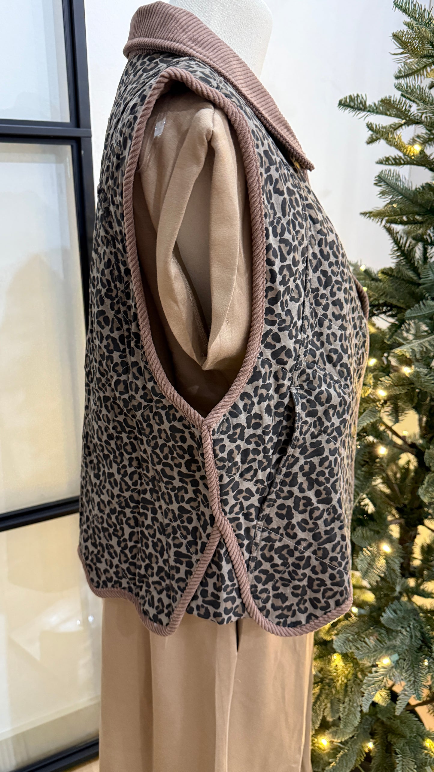 Scalloped Animal Print Vest