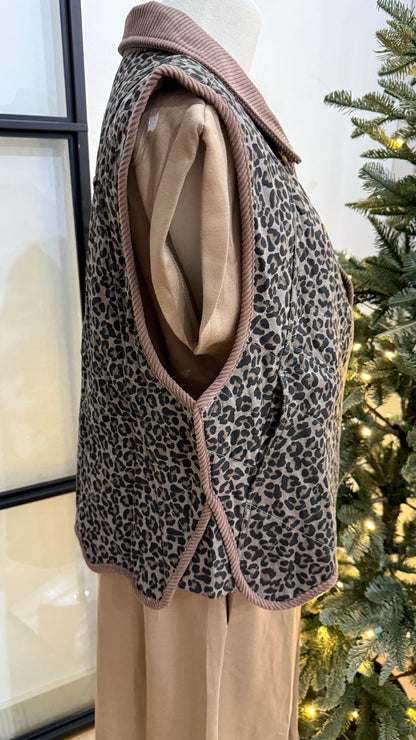 Scalloped Animal Print Vest