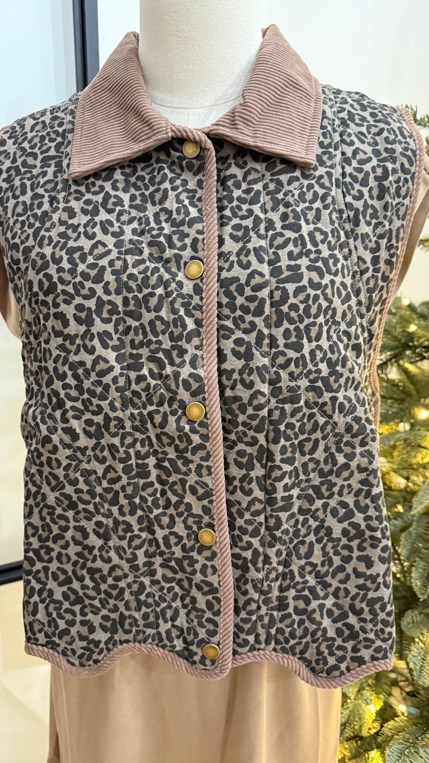 Scalloped Animal Print Vest