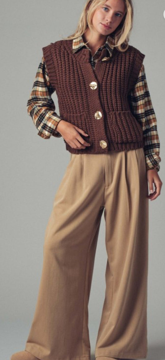 Chunky Knit Button Vest
