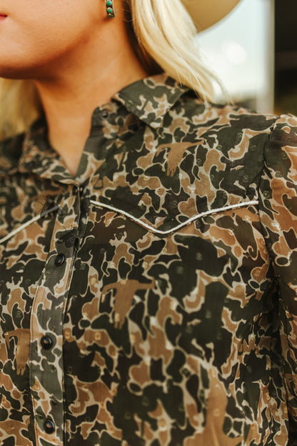 Trophy Wife-Camo Blouse