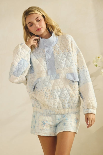 FLORAL QUILTED HALF BUTTON