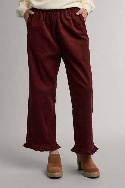 Corduroy Ruffle Hem Pants