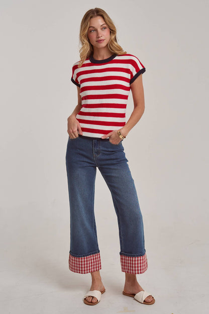 Gingham Cuff Jeans