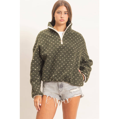 Polka Dot Sherpa Half-Zip