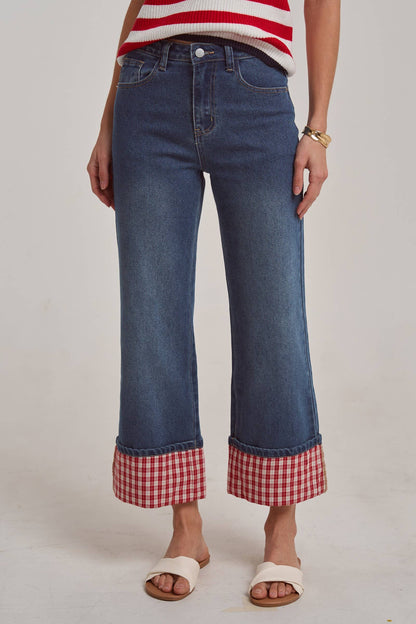 Gingham Cuff Jeans