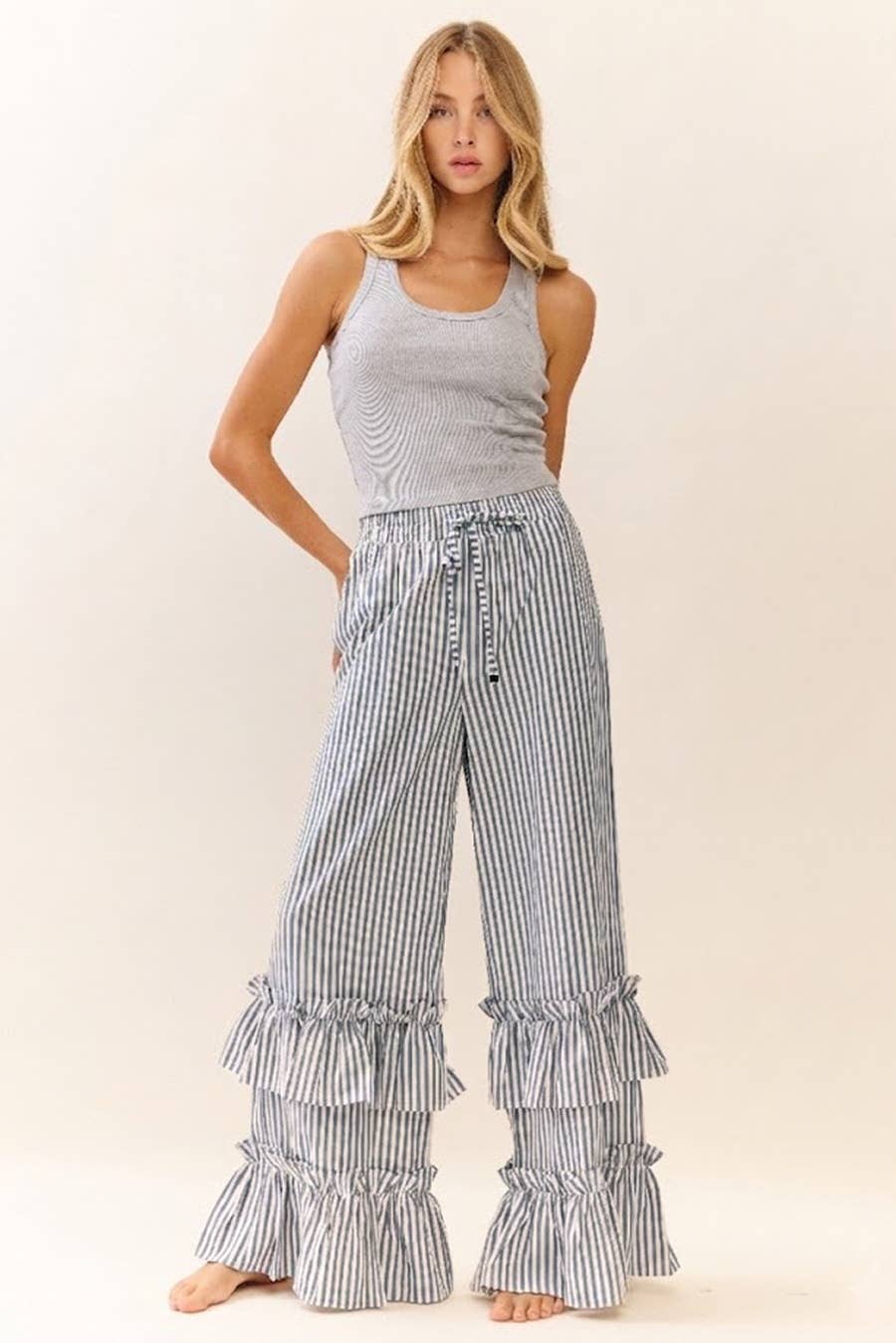 Striped Pull-on Pants