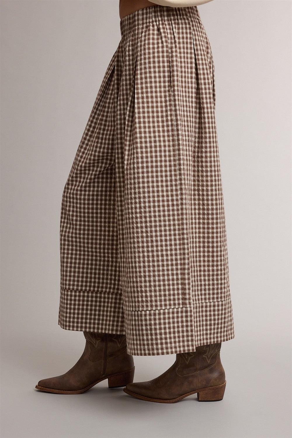 Wide Leg Gingham Pants
