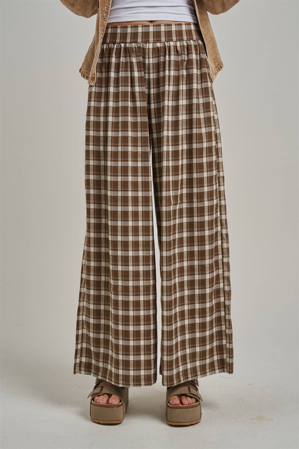 Western Checkered Wide Leg