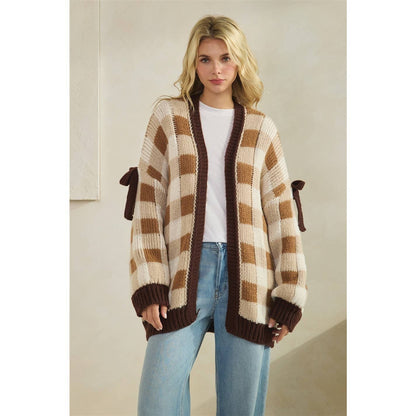 Brown Checkered Cardigan