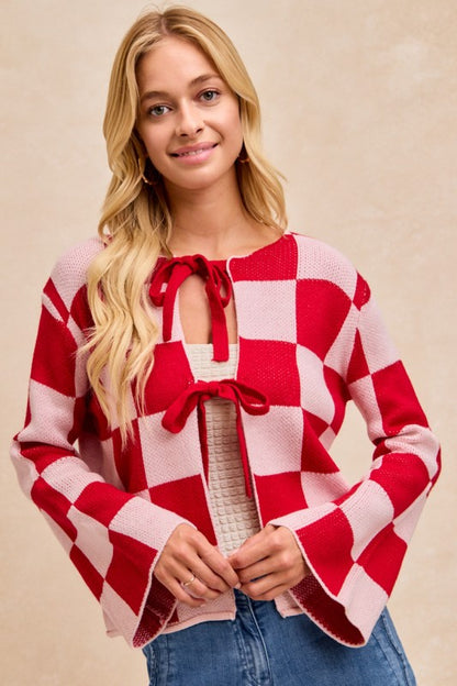 Red Checkered Cardi