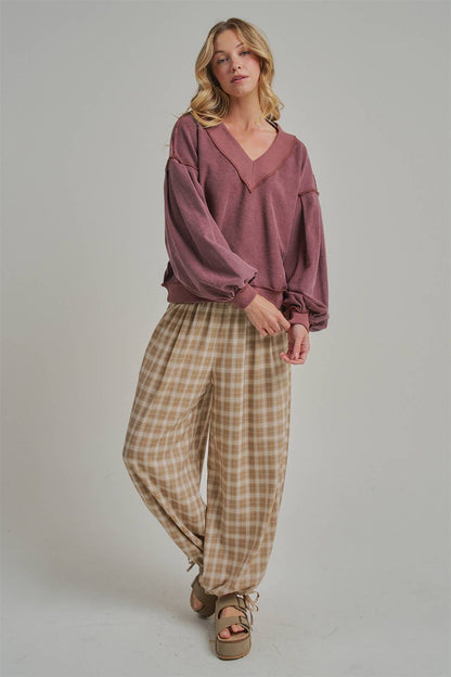 Plaid Balloon Pants