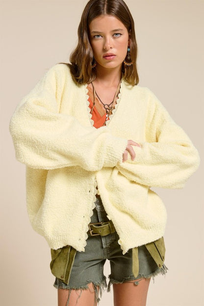 Scalloped Yellow Cardigan