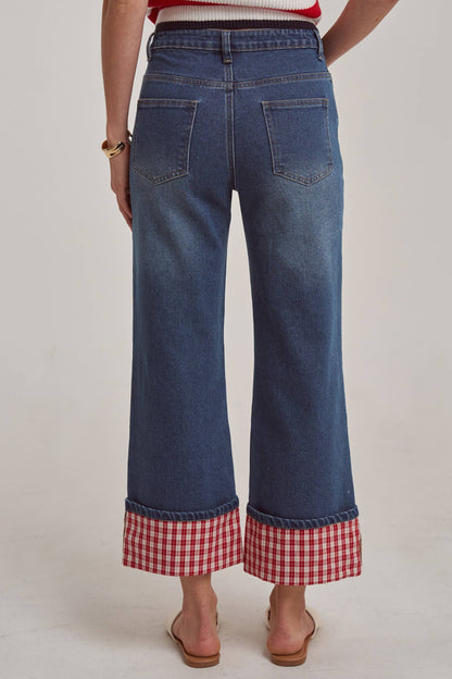 Gingham Cuff Jeans