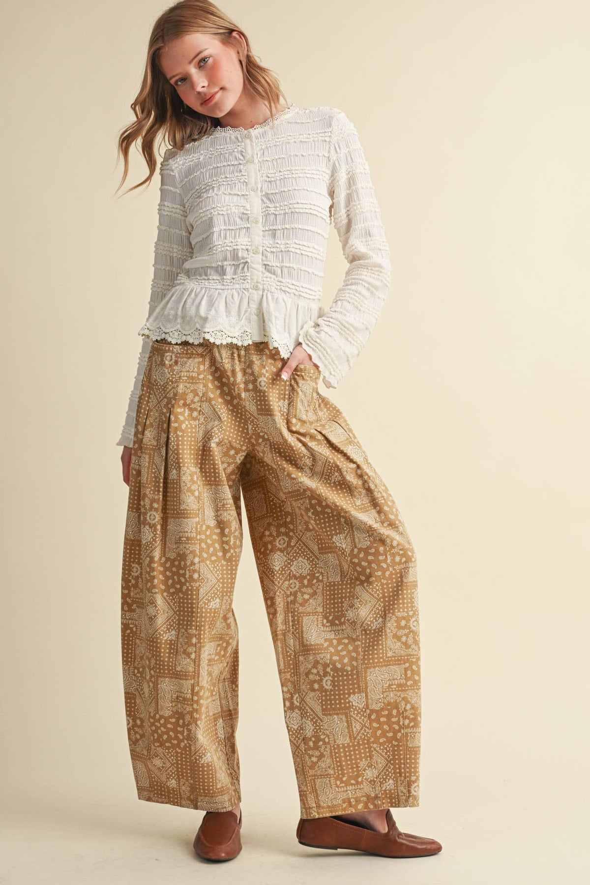 Shirred Lace Top
