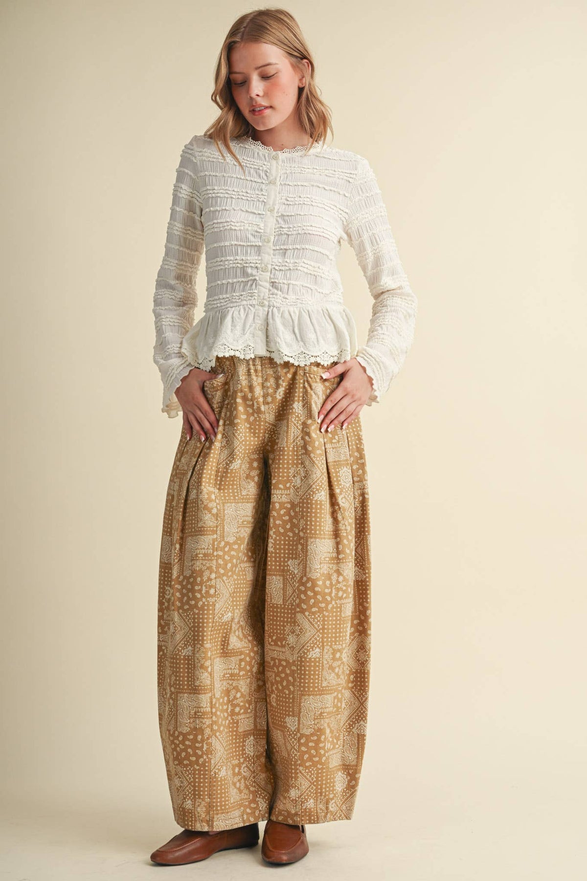 Shirred Lace Top