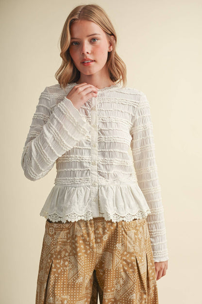 Shirred Lace Top