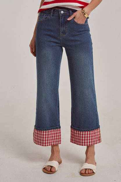 Gingham Cuff Jeans