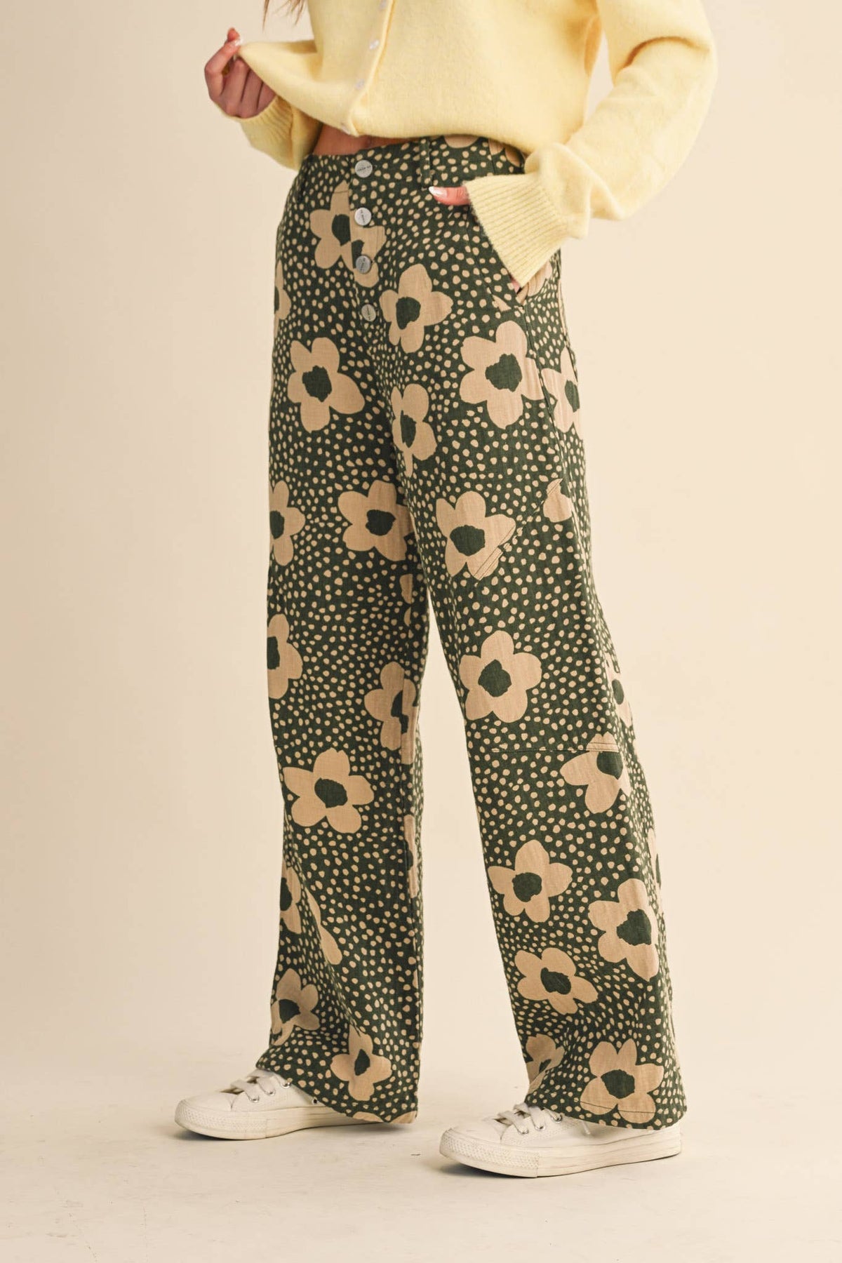 Olive Floral Pants